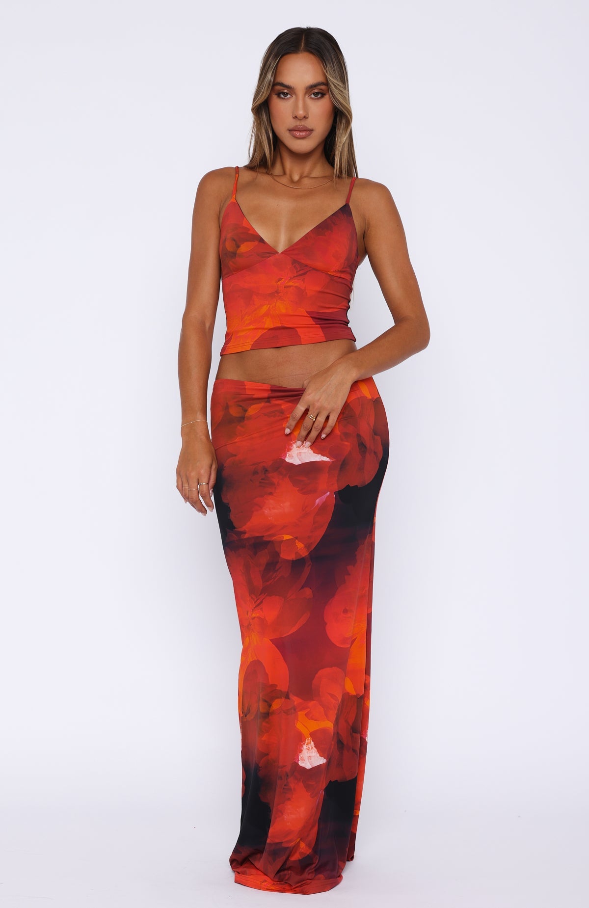 Ensemble Femme 2 pièces – Débardeur col V & jupe longue assortie