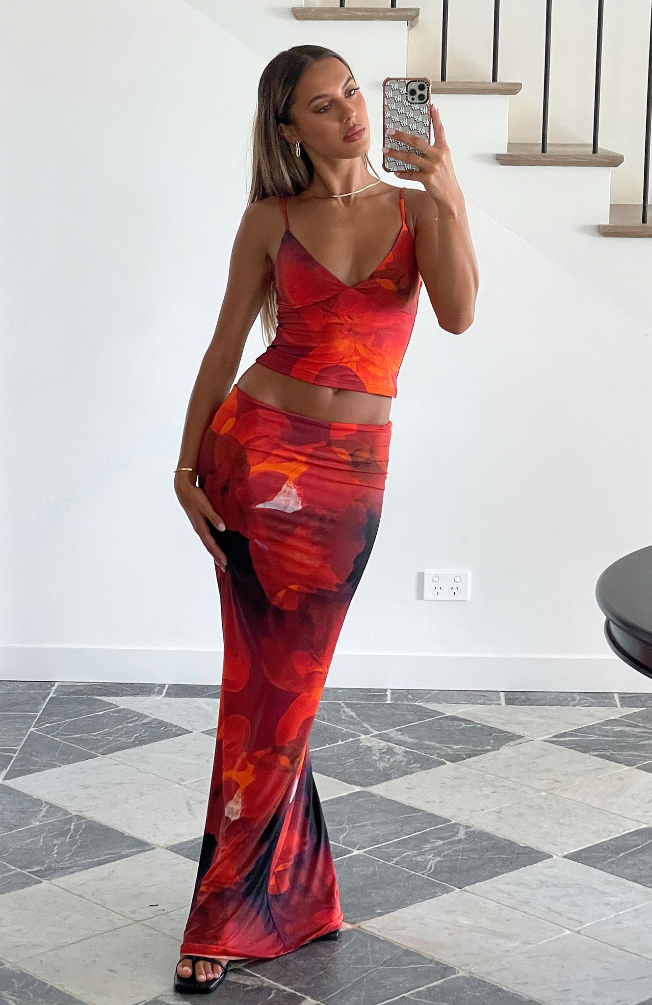 Ensemble Femme 2 pièces – Débardeur col V & jupe longue assortie