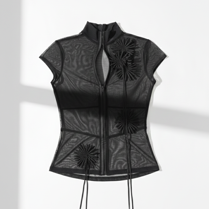 Tee shirt mesh a fleur