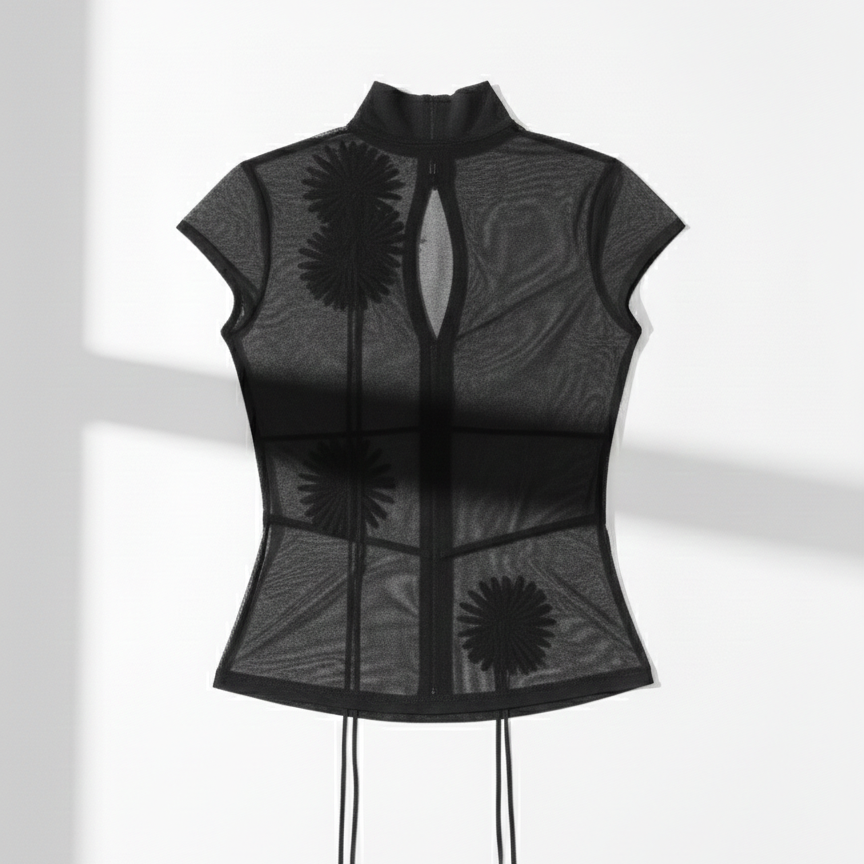 Tee shirt mesh a fleur