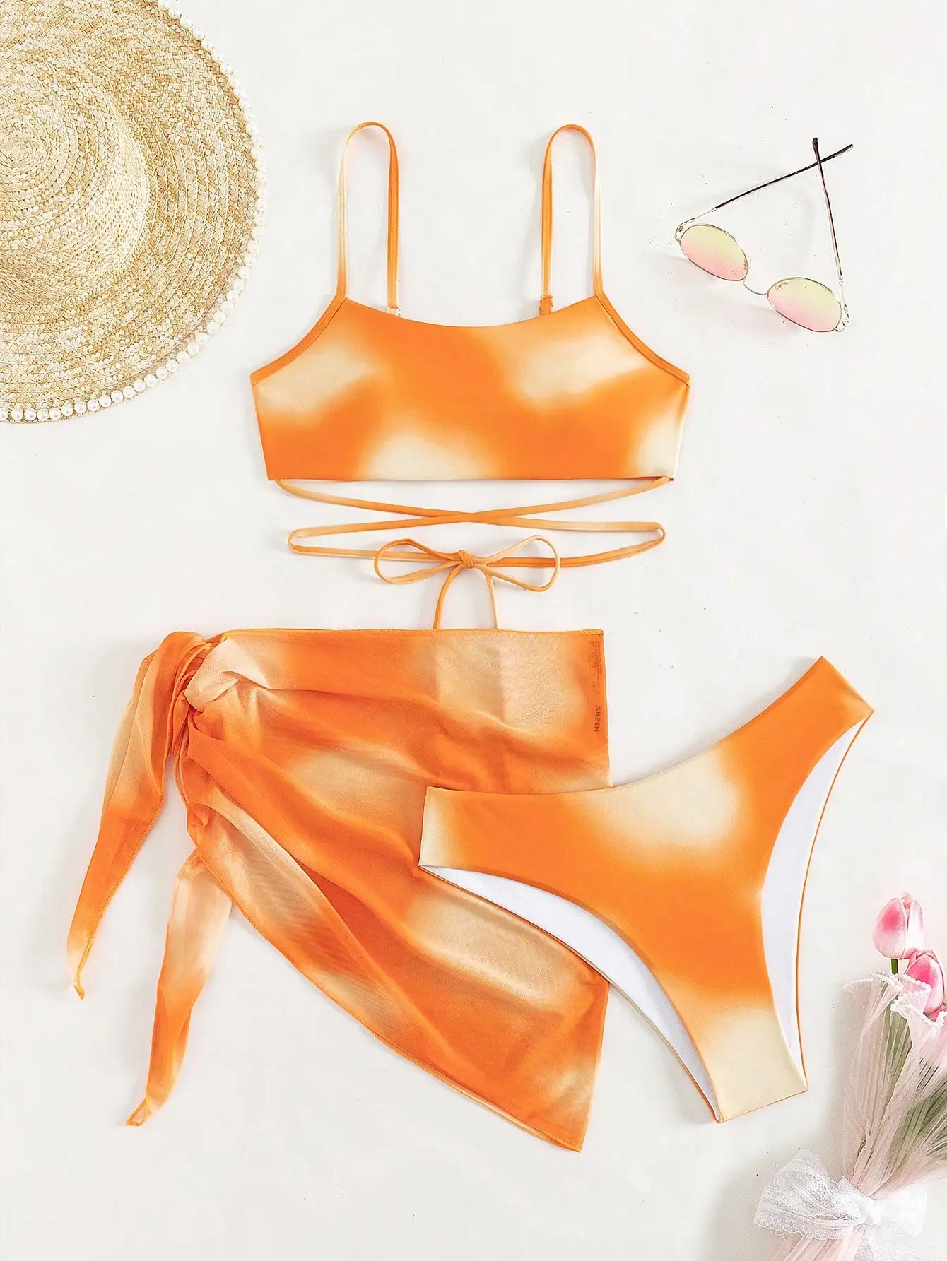 Maillot de bain 3 pièces dégradé avec jupe – Style été 2025
