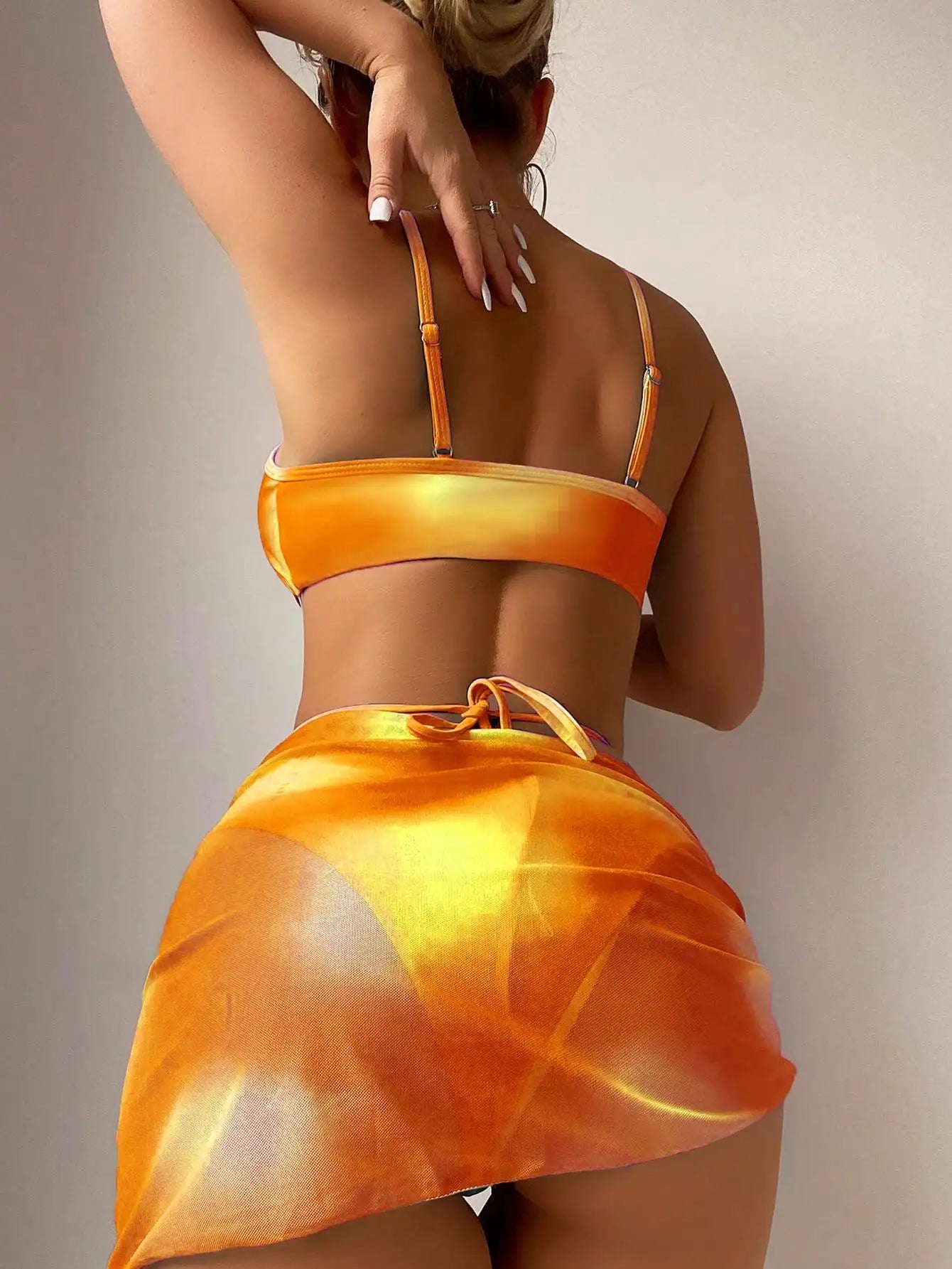 Maillot de bain 3 pièces dégradé avec jupe – Style été 2025