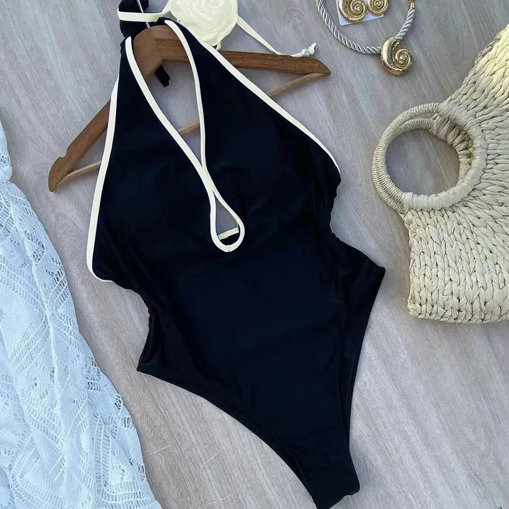 Maillot de Bain Une Pièce Fleuri à Dos Nu